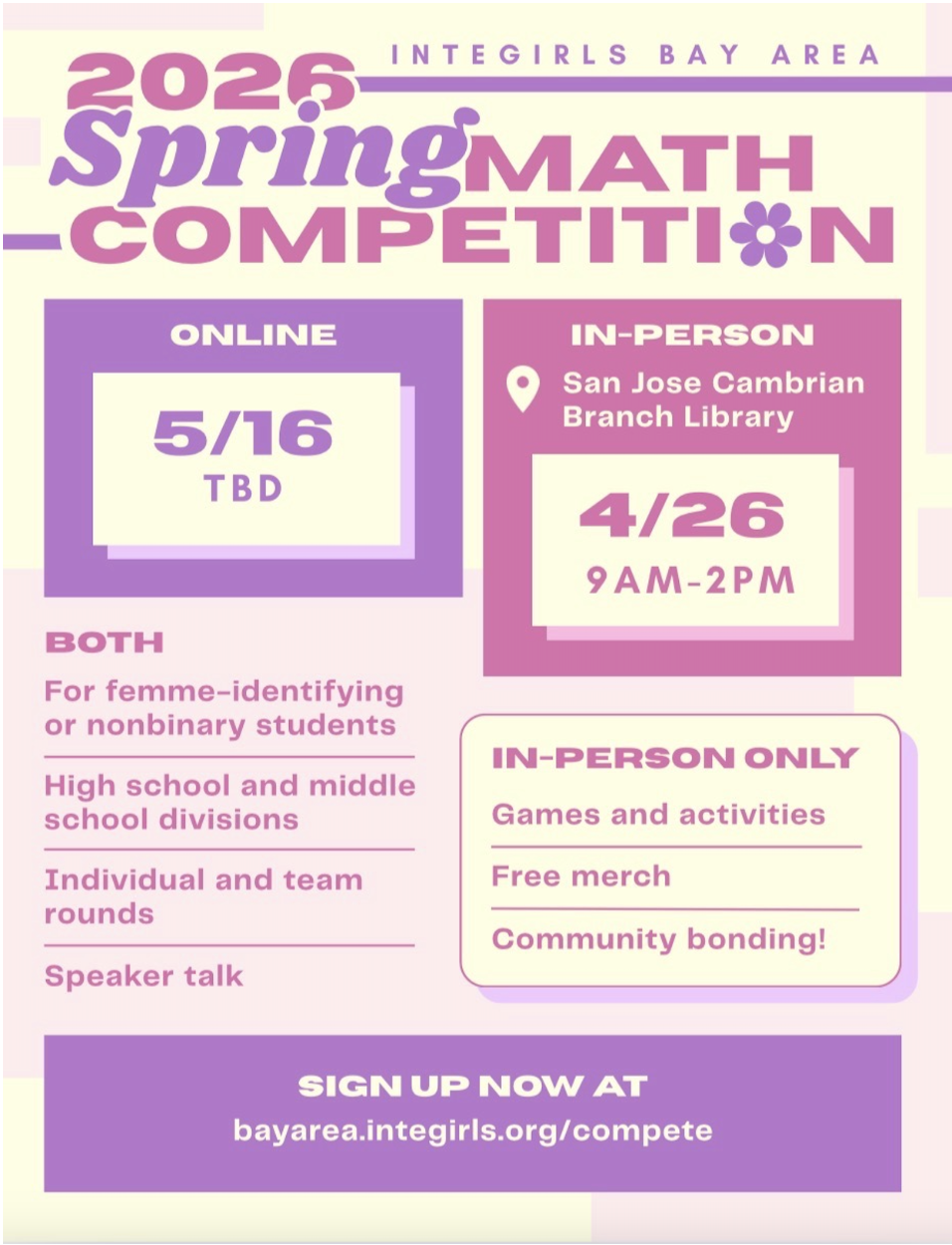 INTEGIRLS Bay Area Spring Competition (Online)